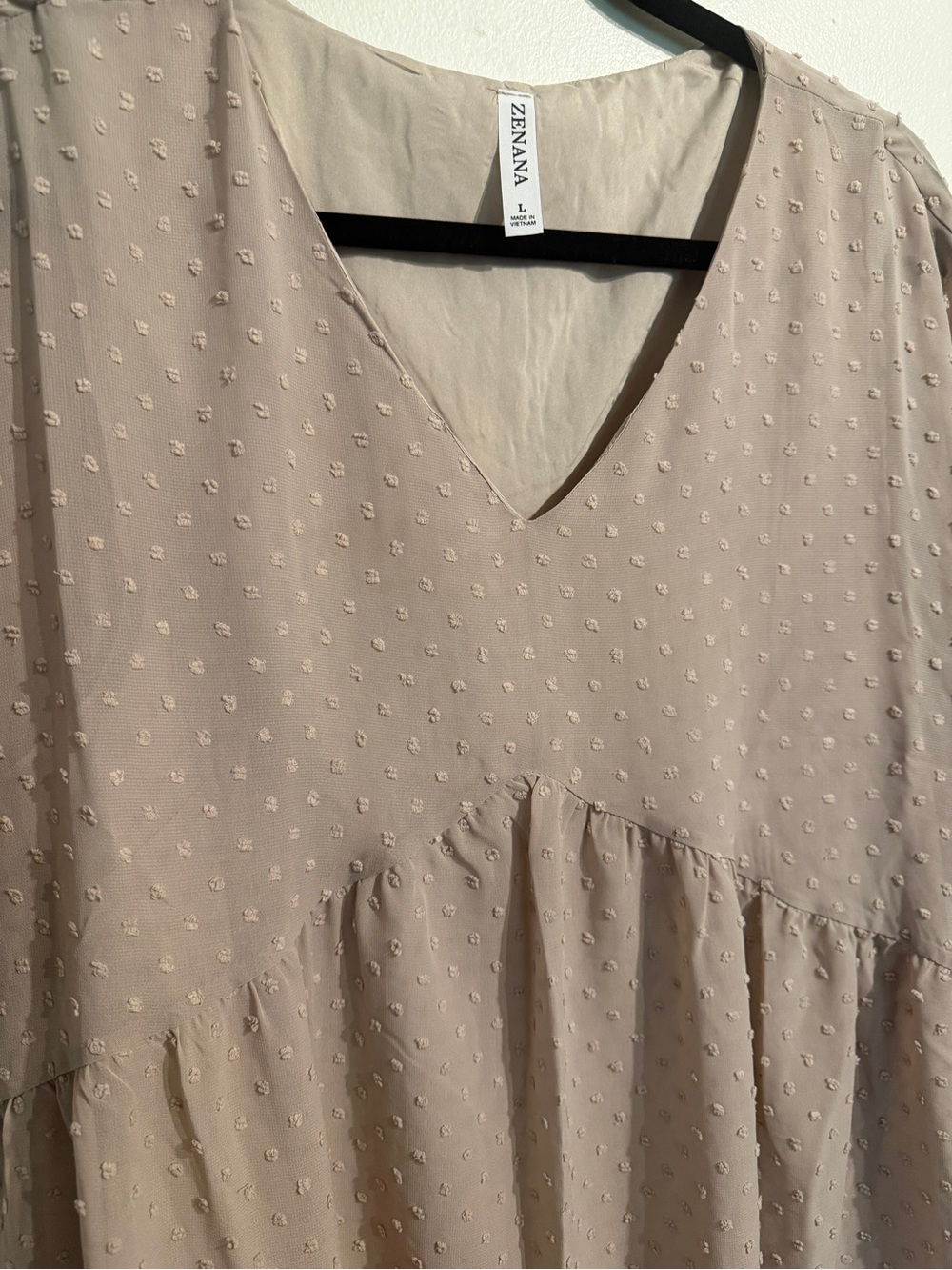 Brand New Zenana Neutral Textured Babydoll Dress - Picture 7 of 8